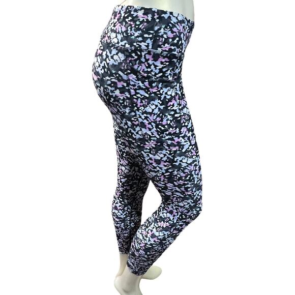 Avia Pink Blue Abstract High Waist Athletic Leggings Recycled Fabric L 10-12 - Picture 3 of 16